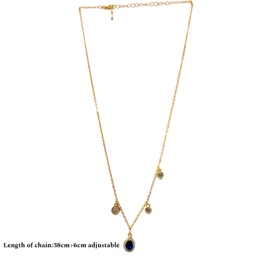 Blue Stone Pendant Set with Stones Charms