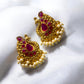 Antique Golden Plated Peacock Design Earrings with Hanging Pearls