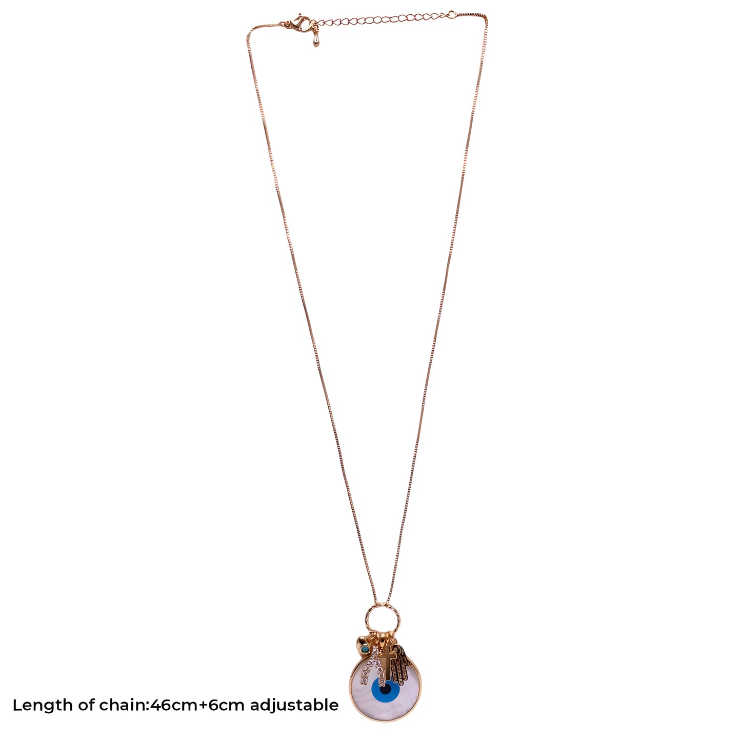 MOP Evil Eye Chain Pendant with Charms