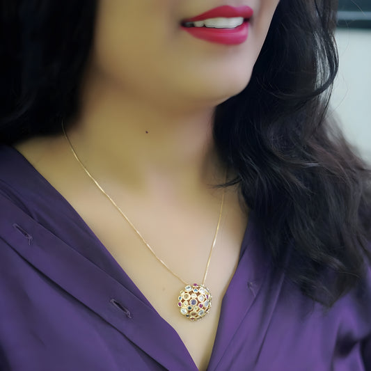 Vibrant Round Stone Chain Pendant