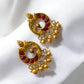 Beautiful Golden Antique Oxidised Round Peacock Design Earrings