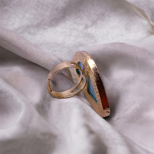 Blue Shell Nail Art Palette Ring