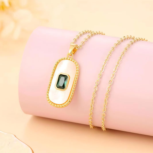 Handcrafted Green Stone Women’s Chain Pendant