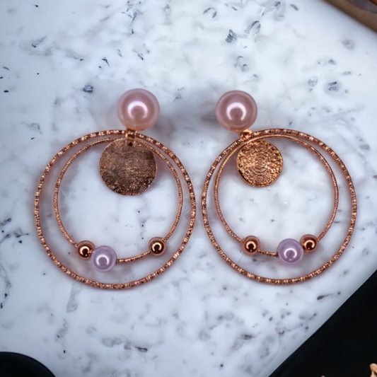 Gold Plated Hoops with Pearls