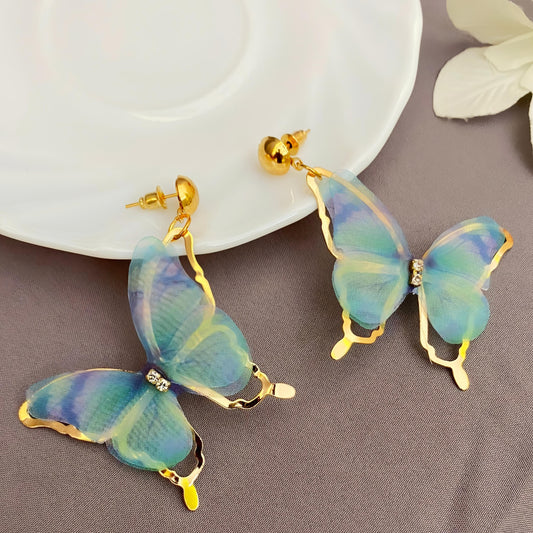 Danglers with Silk Organza Butterfly BY VATIYAANA