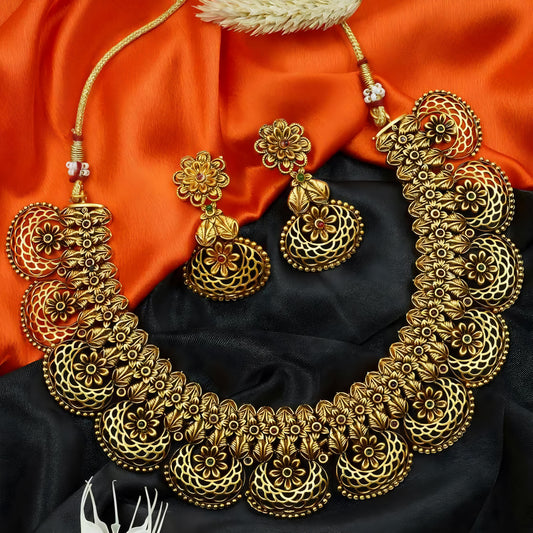 Antique Finish Gold Fusion Necklace Set