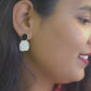 Black & Baby Pink Enamel Earrings